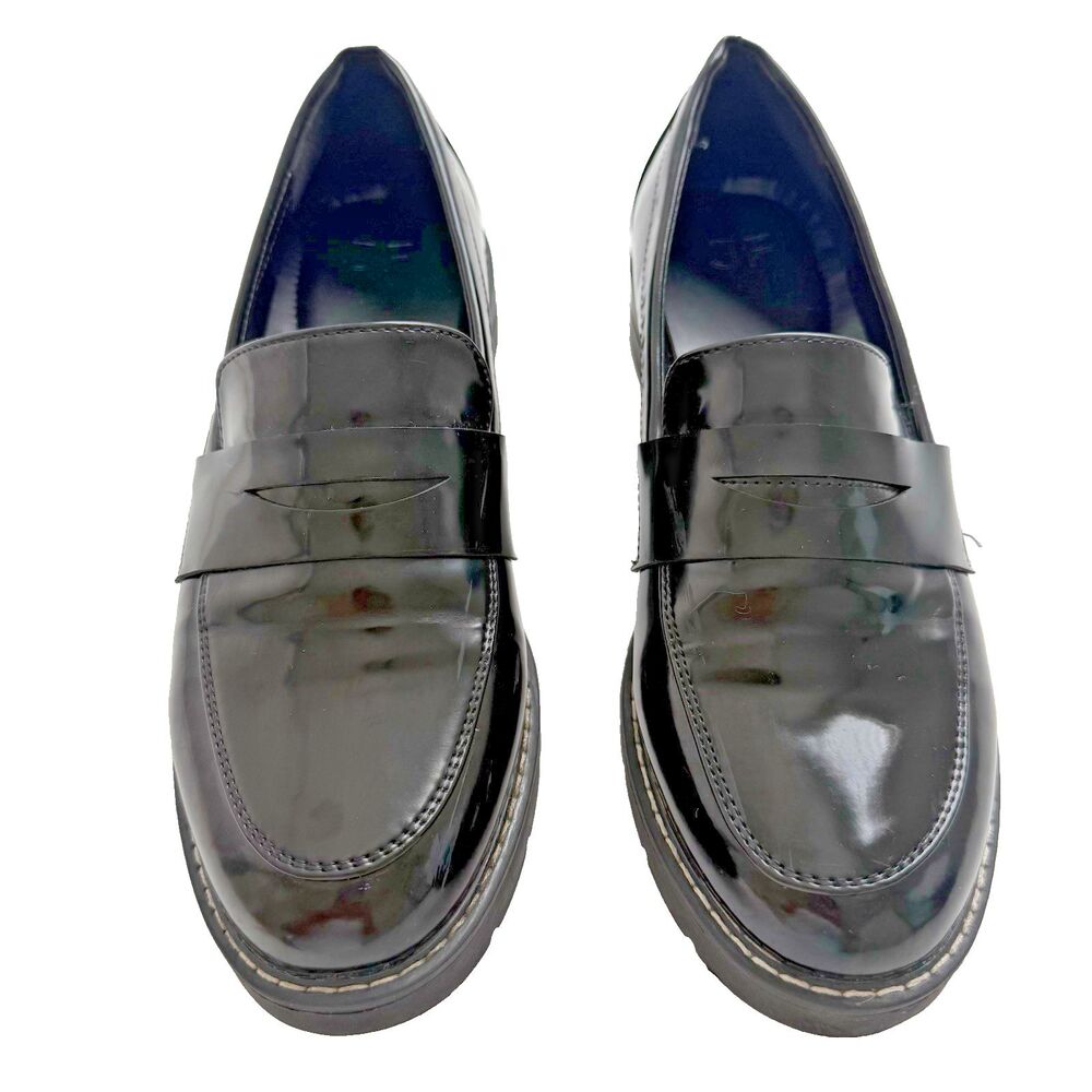 JF (Just Fab) Women's Black Danica Lug Sole Loafers Size 39/ US 8.5